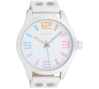 Quarzuhr OOZOO, weiß, Armbanduhren, Damen, Quarzuhr, Armbanduhr, Damenuhr, Herrenuhr, Lederarmband, Ø 46mm (90302445-0) weiß