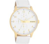 Oozoo Timepieces Herren Uhr in White/Gold | Armbanduhr Herren mit Lederarmband | Schöne Uhr für Männer | Edle Analog Herrenuhr (45mm Gehäuse) in rund C11305