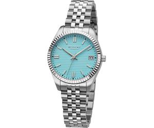 Quarzuhr REGENT, blau (edelstahlfarben, hellblau), Armbanduhren, Damen, Quarzuhr, Armbanduhr, Damenuhr, Edelstahlarmband, 10 bar wasserdicht, Tag (93748602-0)