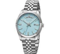 Quarzuhr REGENT, blau (edelstahlfarben, hellblau), Armbanduhren, Herren, Quarzuhr, Armbanduhr, Herrenuhr, Edelstahlarmband, analog, Tag, Wochentag (53846023-0) edelstahlfarben, hellblau