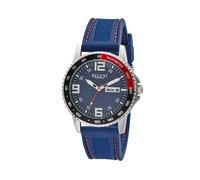 Quarzuhr REGENT, blau, rot, Armbanduhren, Herren, Quarzuhr, Armbanduhr, Herrenuhr, Silikonarmband, analog, Wochentag, Tag (36946828-0) blau, rot