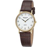 Quarzuhr REGENT, braun (dunkelbraun, goldfarben), Armbanduhren, Damen, Quarzuhr, Armbanduhr, Damenuhr, Saphirglas, Lederarmband, analog (76366945-0) dunkelbraun, goldfarben
