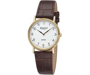 Quarzuhr REGENT, braun (dunkelbraun, goldfarben), Armbanduhren, Damen, Quarzuhr, Armbanduhr, Damenuhr, Saphirglas, Lederarmband, analog (76366945-0) dunkelbraun, goldfarben