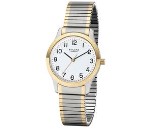 Quarzuhr REGENT, bunt (edelstahlfarben, goldfarben), Armbanduhren, Damen, Quarzuhr, Armbanduhr, Damenuhr, analog, Flexband, Zugband, Edelstahlarmband (90243631-0) edelstahlfarben, goldfarben