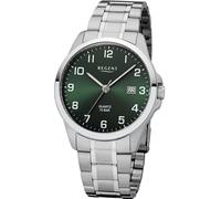 Quarzuhr REGENT, edelstahlfarben, dunkelgrün, Armbanduhren, Herren, Quarzuhr, Armbanduhr, Herrenuhr, Datum, Edelstahlarmband, bis 10 bar wasserdicht (99128737-0) edelstahlfarben, dunkelgrün