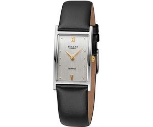 Quarzuhr REGENT "F1508 - 33059011", schwarz, Armbanduhren, Damen, Quarzuhr, Armbanduhr, Damenuhr, Titangehäuse, Lederarmband, eckig (50146662-0) schwarz