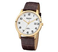 Quarzuhr REGENT, gold (braun), Armbanduhren, Herren, Quarzuhr, Armbanduhr, Herrenuhr, Lederarmband, analog, Tag (25230365-0) braun
