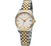 Quarzuhr REGENT, gold (edelstahlfarben, goldfarben, weiß), Armbanduhren, Damen, Quarzuhr, Armbanduhr, Damenuhr, Edelstahlarmband, 10 bar wasserdicht, Tag (62003306-0)