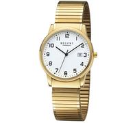 Quarzuhr REGENT, gold (gelbgoldfarben, weiß), Armbanduhren, Damen, Quarzuhr, Armbanduhr, Herrenuhr, Damenuhr, Datum, Flexband, Zugband (50190337-0) gelbgoldfarben, weiß
