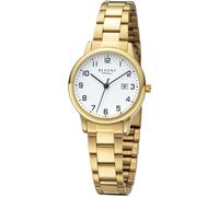 Quarzuhr REGENT, gold (goldfarben, weiß), Armbanduhren, Damen, Quarzuhr, Armbanduhr, Damenuhr, Datum, analog, Edelstahlarmband (15642960-0) goldfarben, weiß