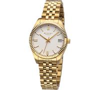 Quarzuhr REGENT, gold (goldfarben, weiß), Armbanduhren, Damen, Quarzuhr, Armbanduhr, Damenuhr, Edelstahlarmband, 10 bar wasserdicht, Tag (69838637-0)