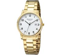 Quarzuhr REGENT, gold (goldfarben, weiß), Armbanduhren, Herren, Quarzuhr, Armbanduhr, Herrenuhr, Damenuhr, Datum, Edelstahlarmband (42922041-0)