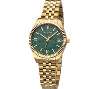 Quarzuhr REGENT, goldfarben, grün, Armbanduhren, Damen, Quarzuhr, Armbanduhr, Damenuhr, Edelstahlarmband, 10 bar wasserdicht, Tag (24705031-0) goldfarben, grün