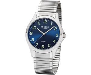 Quarzuhr REGENT, grau (edelstahlfarben, dunkelblau), Armbanduhren, Damen, Quarzuhr, Armbanduhr, Herrenuhr, Damenuhr, Flexband, Zugband, Edelstahlarmband (94845518-0) edelstahlfarben, dunkelblau