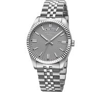 Quarzuhr REGENT, grau (edelstahlfarben, grau), Armbanduhren, Herren, Quarzuhr, Armbanduhr, Herrenuhr, Edelstahlarmband, analog, Tag, Wochentag (95596845-0) edelstahlfarben, grau