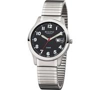 Quarzuhr REGENT, grau (edelstahlfarben, schwarz), Armbanduhren, Herren, Quarzuhr, Armbanduhr, Herrenuhr, Damenuhr,Flexband, Zugband, Edelstahlarmband (69859712-0)