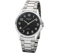 Quarzuhr REGENT, grau (edelstahlfarben, schwarz), Armbanduhren, Herren, Quarzuhr, Armbanduhr, Herrenuhr, Damenuhr, Edelstahlarmband (97078311-0)