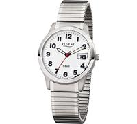 Quarzuhr REGENT, grau (edelstahlfarben, weiß), Armbanduhren, Herren, Quarzuhr, Armbanduhr, Herrenuhr, Damenuhr, Edelstahlarmband Flexband, Zugband (48591147-0)