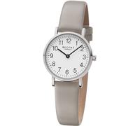 Quarzuhr REGENT, grau (hellgrau, weiß), Armbanduhren, Damen, Quarzuhr, Armbanduhr, Damenuhr, Lederarmband, Mineralglas, analog (63092811-0)