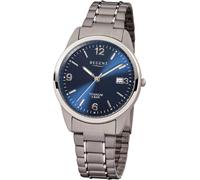 Quarzuhr REGENT, grau (titansilberfarben, blau), Armbanduhren, Damen, Quarzuhr, Armbanduhr, Herrenuhr,Damenuhr, Titanarmband, Datum (87998855-0) titansilberfarben, blau