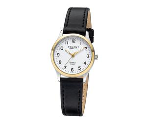Quarzuhr REGENT, schwarz, Armbanduhren, Damen, Quarzuhr, Armbanduhr, Damenuhr, Lederarmband, analog (55481810-0) schwarz