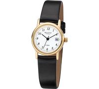 Quarzuhr REGENT, schwarz (schwarz, goldfarben), Armbanduhren, Damen, Quarzuhr, Armbanduhr, Damenuhr, Datum, Lederarmband, analog, Ø ca. 25mm (52184169-0) schwarz, goldfarben