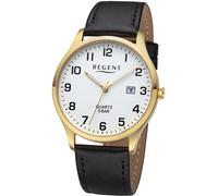Quarzuhr REGENT, schwarz (schwarz, goldfarben), Armbanduhren, Herren, Quarzuhr, Armbanduhr, Herrenuhr, Damenuhr, Datum, Lederarmband (44698061-0)