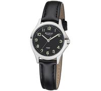 Quarzuhr REGENT, schwarz (schwarz, schwarz), Armbanduhren, Damen, Quarzuhr, Armbanduhr, Damenuhr, analog, Lederimitat-Armband (32704617-0) schwarz, schwarz