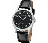 Quarzuhr REGENT, schwarz (schwarz, schwarz), Armbanduhren, Damen, Quarzuhr, Armbanduhr, Herrenuhr, Damenuhr, Mineralglas, Lederimitat-Armband (625830-0) schwarz, schwarz