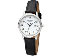 Quarzuhr REGENT, schwarz (schwarz, silberfarben), Armbanduhren, Damen, Quarzuhr, Armbanduhr, Damenuhr, Datum, Lederimitat-Armband, analog (51065100-0) schwarz, silberfarben
