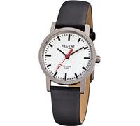 Quarzuhr REGENT, schwarz (schwarz, silberfarben), Armbanduhren, Damen, Quarzuhr, Armbanduhr, Damenuhr, Lederarmband, Ø ca. 27 mm, Titangehäuse (15221463-0) schwarz, silberfarben