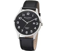 Quarzuhr REGENT, schwarz (schwarz, silberfarben), Armbanduhren, Herren, Quarzuhr, Armbanduhr, Herrenuhr, Damenuhr, Datum, Lederarmband (55649221-0)