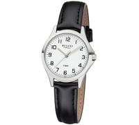 Quarzuhr REGENT, schwarz (schwarz, weiß), Armbanduhren, Damen, Quarzuhr, Armbanduhr, Damenuhr, analog, Lederimitat-Armband (35106343-0) schwarz, weiß