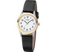 Quarzuhr REGENT, schwarz (schwarz, weiß), Armbanduhren, Damen, Quarzuhr, Armbanduhr, Damenuhr, Lederarmband, analog, Ø ca. 27 mm (55226125-0) schwarz, weiß