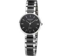 Quarzuhr REGENT, schwarz (silberfarben, schwarz), Armbanduhren, Damen, Quarzuhr, Armbanduhr, Damenuhr, Keramikuhr, Saphirglas, Edelstahlarmband (78344249-0)