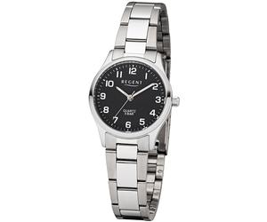 Quarzuhr REGENT, silber (edelstahlfarben, schwarz), Armbanduhren, Damen, Quarzuhr, Armbanduhr, Damenuhr, Leuchtzeiger, Edelstahlarmband, Ø ca. 27mm (31940549-0)