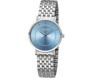 Quarzuhr REGENT, silber (silberfarben, graublau), Armbanduhren, Damen, Quarzuhr, Armbanduhr, Damenuhr, Mineralglas, Edelstahlarmband, analog (89316421-0) silberfarben, graublau
