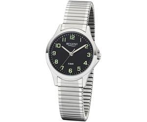 Quarzuhr REGENT, silber (silberfarben, schwarz), Armbanduhren, Damen, Quarzuhr, Armbanduhr, Damenuhr, Flexband, Zugband, Edelstahlarmband (77529806-0) silberfarben, schwarz