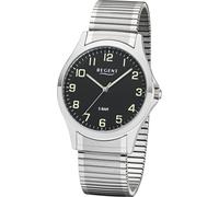 Quarzuhr REGENT, silber (silberfarben, schwarz), Armbanduhren, Herren, Quarzuhr, Armbanduhr, Herrenuhr, Damenuhr, mit Leuchtzeiger, Edelstahlarmband (321498-0)