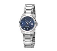 Quarzuhr REGENT, silberfarben, dunkelblau, Armbanduhren, Damen, Quarzuhr, Armbanduhr, Damenuhr, Edelstahlarmband, analog, Tag (70645230-0) silberfarben, dunkelblau
