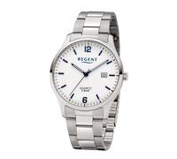 Quarzuhr REGENT, silberfarben, weiß, Armbanduhren, Herren, Quarzuhr, Armbanduhr, Damenuhr, Herrenuhr, Edelstahlarmband, analog, Tag (34595863-0) silberfarben, weiß