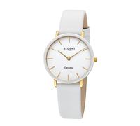 Quarzuhr REGENT, weiß, goldfarben, Armbanduhren, Damen, Quarzuhr, Armbanduhr, Damenuhr, Lederarmband, analog (95945848-0)