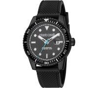 Quarzuhr ROBERTO CAVALLI "Uomo Trend II", schwarz (schwarz, anthrazit), Armbanduhren, Damen, Quarzuhr, Armbanduhr, Herrenuhr, Silikonarmband, analog, Tag (13789200-0) schwarz, anthrazit