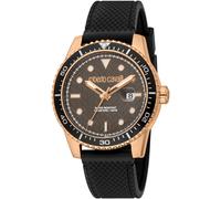 Quarzuhr ROBERTO CAVALLI "Uomo Trend II", schwarz (schwarz, braun), Armbanduhren, Damen, Quarzuhr, Armbanduhr, Herrenuhr, Silikonarmband, analog, Tag (10210302-0) schwarz, braun