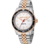 Quarzuhr ROBERTO CAVALLI "Uomo Trend II", silber (silberfarben, roségoldfarben, silberfarben), Armbanduhren, Kinder, Quarzuhr, Armbanduhr, Herrenuhr, Edelstahlarmband, analog, Tag (25296836-0) silberf