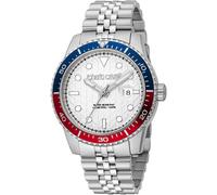 Quarzuhr ROBERTO CAVALLI "Uomo Trend II", silber (silberfarben, silberfarben), Armbanduhren, Kinder, Quarzuhr, Armbanduhr, Herrenuhr, Edelstahlarmband, analog, Tag (38671919-0) silberfarben, silberfar