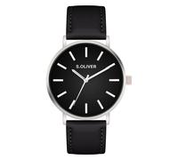 Quarzuhr S.OLIVER "Basic Leather", schwarz, Armbanduhren, Herren, Quarzuhr, Armbanduhr, Herrenuhr, analog (75981145-0) schwarz