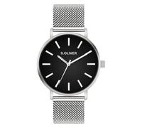 Quarzuhr S.OLIVER "Basic Mesh", schwarz (silberfarben), Armbanduhren, Herren, Quarzuhr, Armbanduhr, Herrenuhr, Edelstahlarmband, analog (39952651-0) silberfarben