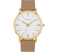 Quarzuhr S.OLIVER, beige, Armbanduhren, Damen, Quarzuhr, Armbanduhr, Damenuhr, analog, Silikonarmband (31812419-0) beige