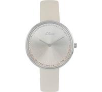 Quarzuhr S.OLIVER, beige (cremefarben), Armbanduhren, Damen, Quarzuhr, Armbanduhr, Damenuhr, Lederarmband, analog, Zirkonia (synth.) (12293507-0) cremefarben